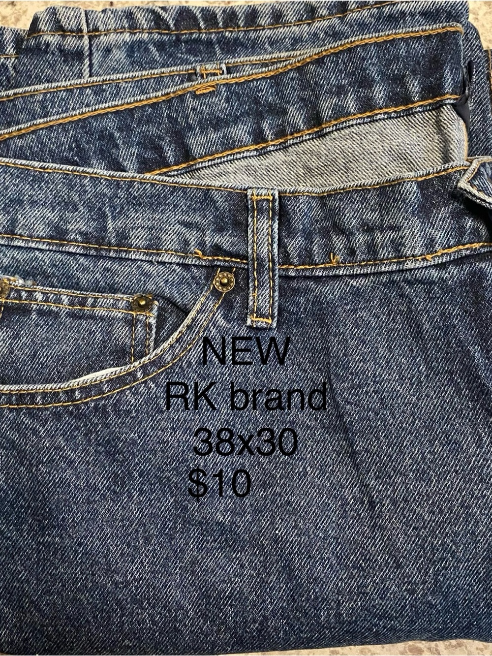 RK Brand Men's Classic Blue Denim Jeans - 38x30
